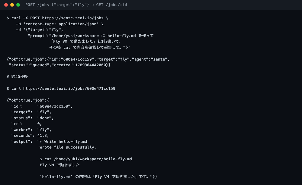 ジョブを投げてから結果を取得するまでの実画面